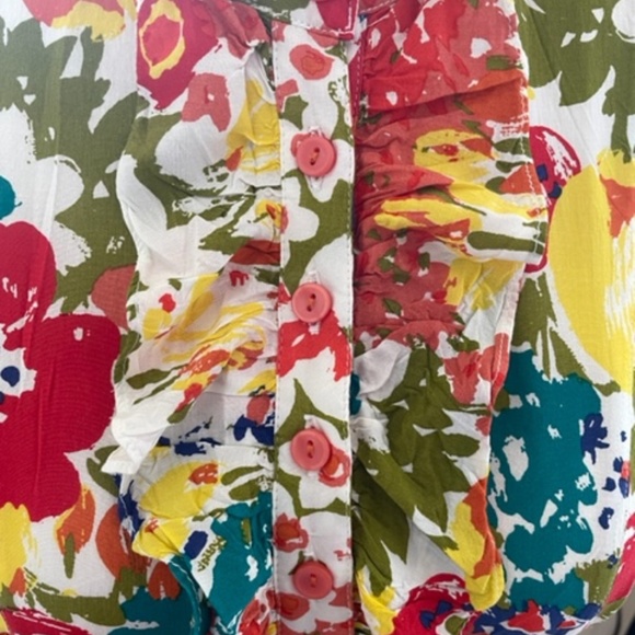 XXI By Forever 21 | Colorful Floral Ruffle Button-Up Sleeveless Dress – Size M - Picture 3 of 16